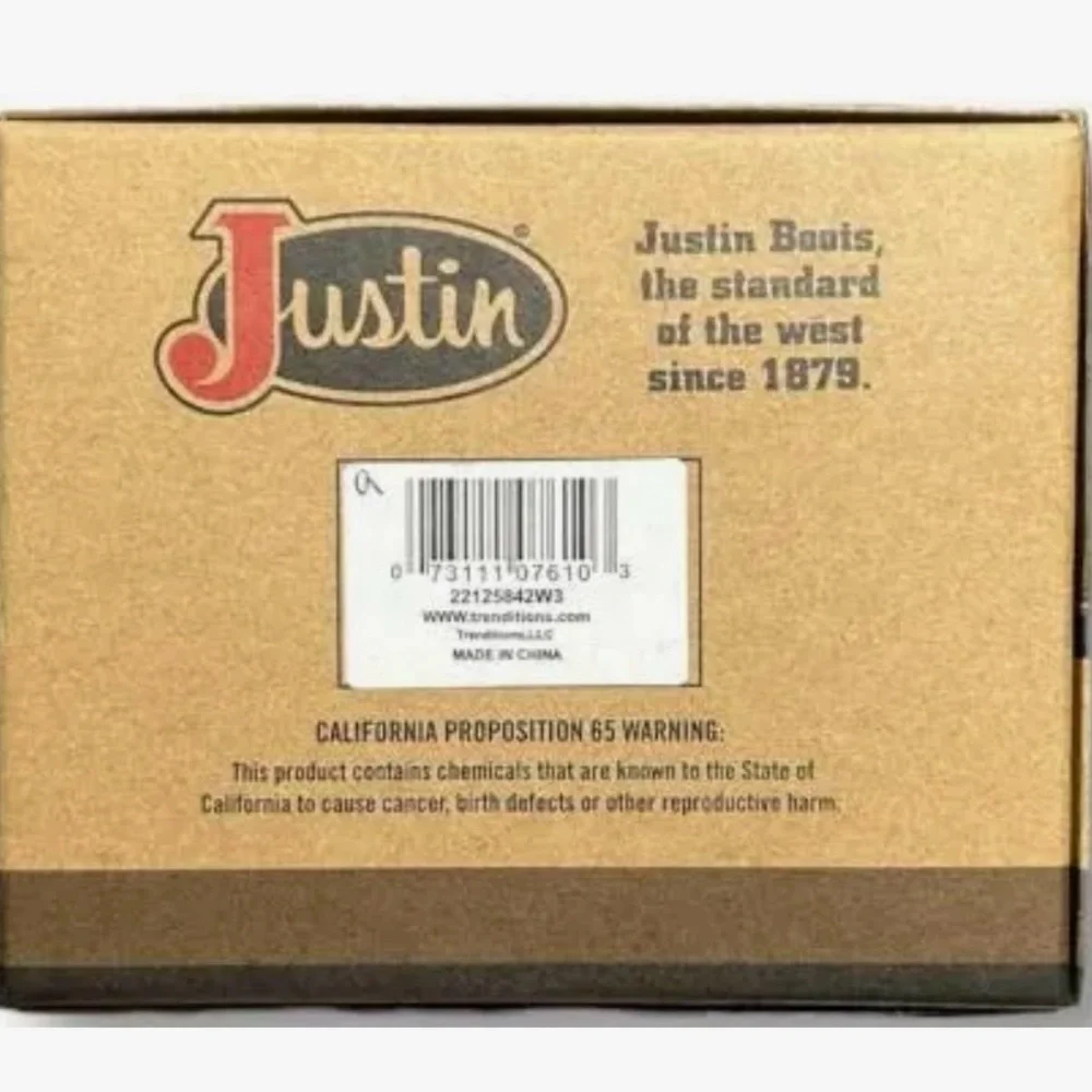 Nwt Justin Bootstitch Slim Bifold Wallet 100% Leather.